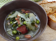 Minestrone with fennel, swiss-chard and peas